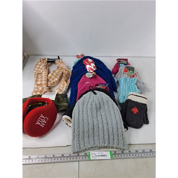 Various Hats, Scarves, Mittens & Headband