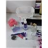 Image 2 : Rectangular Mirror, USB Fan - Powers On, As Is, Hair Brush, Scissors, Misc Cosmetics - PICK UP