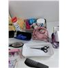 Image 5 : Rectangular Mirror, USB Fan - Powers On, As Is, Hair Brush, Scissors, Misc Cosmetics - PICK UP