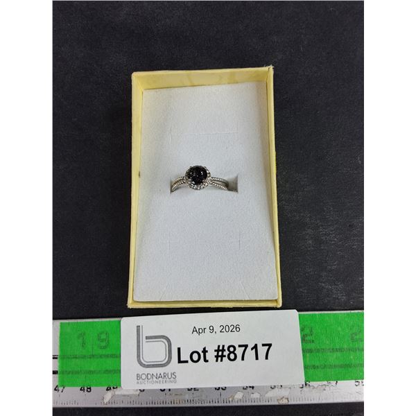 Silver Ring w/ Black Stone - Size 8, CANNOT AUTHENTICATE