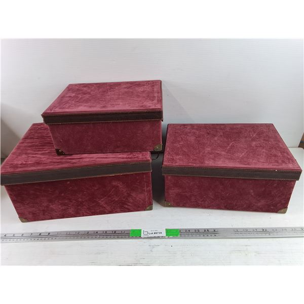 (3)  Velvet Storage Boxes
