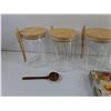 Image 2 : (4) Kitchen Storage Canisters w/Wooden Spoons & Playing Cards