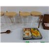 Image 3 : (4) Kitchen Storage Canisters w/Wooden Spoons & Playing Cards
