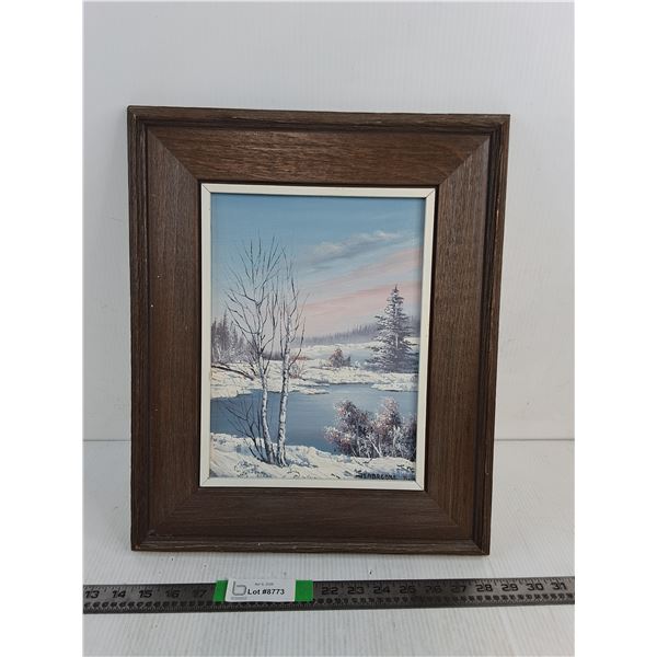 "Winter Scene" Framed Oil Painting By Seabrooke R. Approx 18"x15"