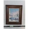 Image 1 : "Winter Scene" Framed Oil Painting By Seabrooke R. Approx 18"x15"
