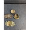 Image 3 : Glass Decorative Dish 6", (2) Silver/Brass Plated Tea Strainers