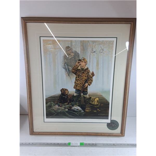 Wood Framed Answering The Call Print by Ralph McDonald 32" x 29" - PICK UP