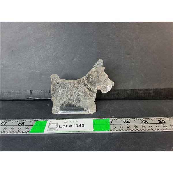 Glass Yorkshire Terrier Paperweight 4" Long