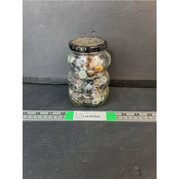 Glass Teddy Bear Jar of Buttons 5.5"