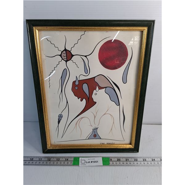 Framed Indigenous Artwork by Ernie Scoles 14.5" x 11.25"