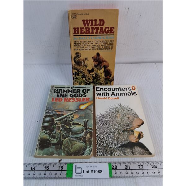 (3) Paperback Books:Wild Heritage,Hammer of the Gods and Encounters with Animals