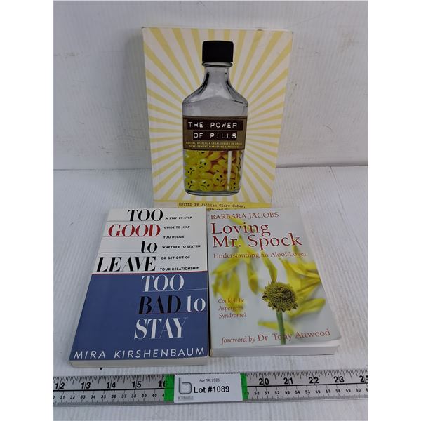 (3) Paperback Books:Power of Pills,Loving Mr.Spock and Too Good To Leave,Too Bad to Stay