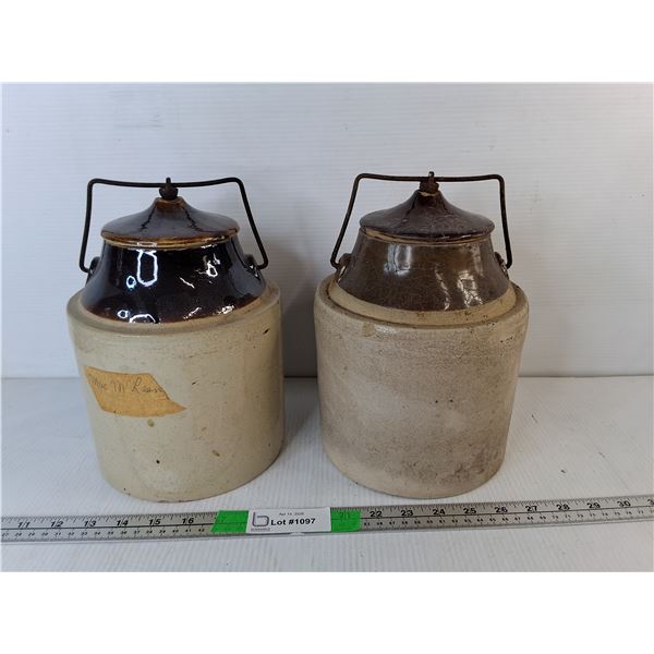 (2) Pickle Crocks 10"- As Is - PICK UP