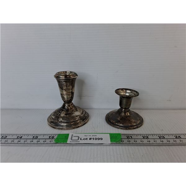 (2) Vintage Sterling Silver Candleholders with Weighted Bases