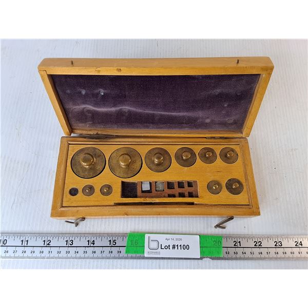 Set of Vintage Brass Lab Balance Scale Weights- As Is