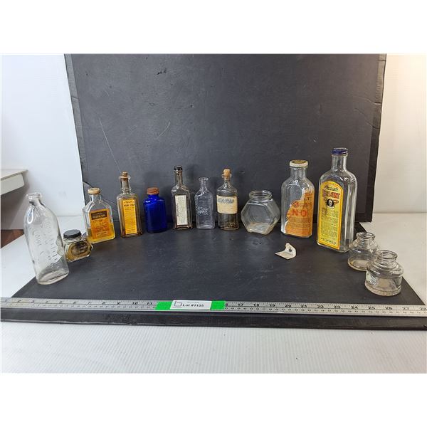 (13) Antique Glass Jars/Bottles- Nyal Olive Oil, Rawlegh's Liniment, Nyal's Worm Syrup, Misc- PU