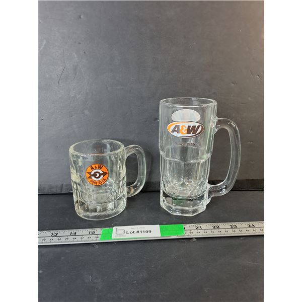 (2) Vintage A & W Glass Mugs