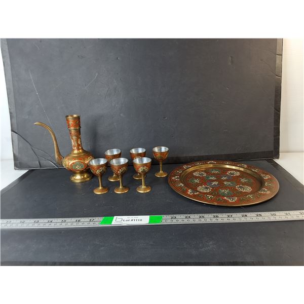 Brass Indian Aftaba Set