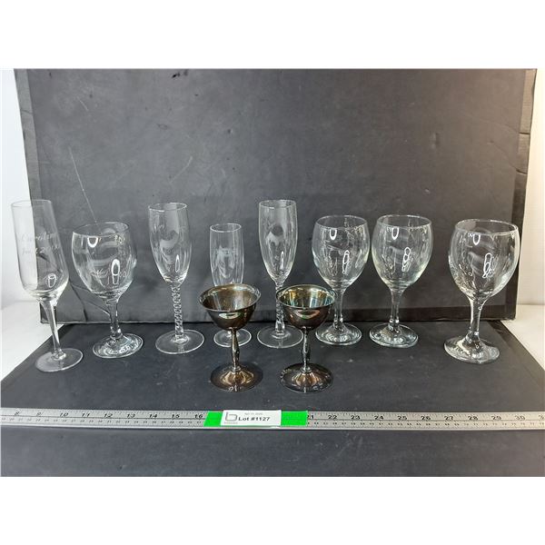 (8) Wine Glasses & (2) Electroplated Copper Goblets - Pick Up Preferred