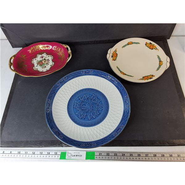 (3) Decorative Ceramic Plates/Trays Up to 12"