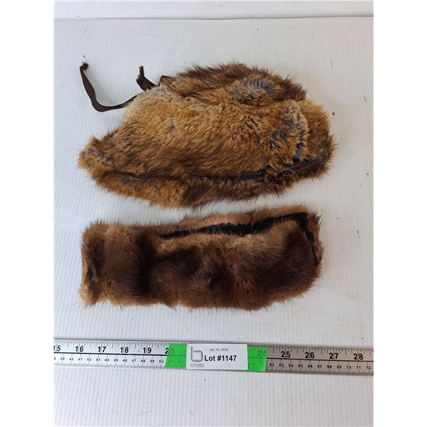 Russian Style Rabbit Trapper Hat & Mink Neck Warmer- Cannot Authenticate