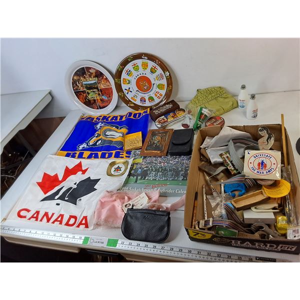 Saskatoon Blades & Hockey Canada Flags, Canada & Colorado Souvenir Plates, Leather Style Coin Purse,