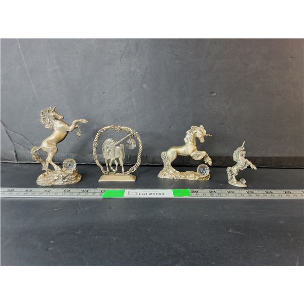 (4) Metal Unicorn Figurines Up to 4"