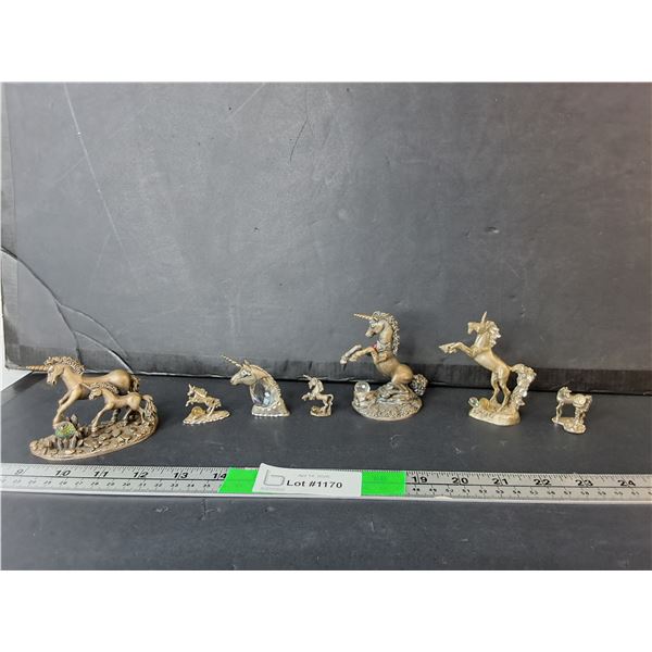 (7) Metal Unicorn Figurines Up to 3"