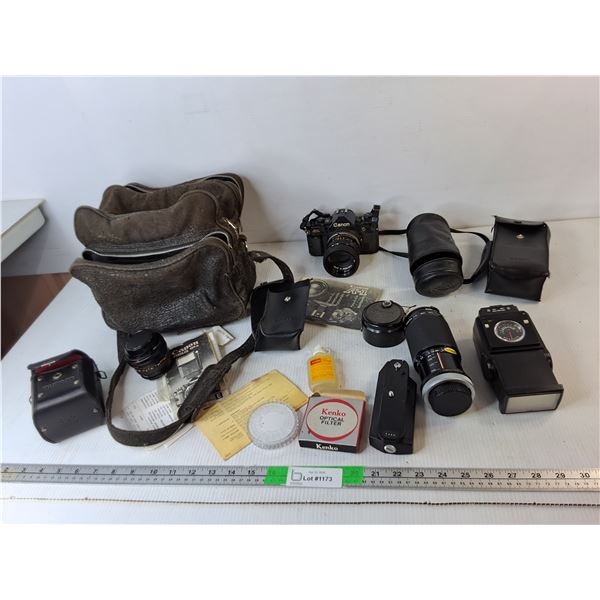 Canon A-1 Film Camera, Accessories & Bag- Untested, Cannot Ship