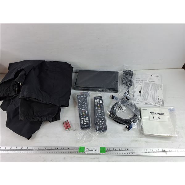 Arris Satellite Receiver, Remote, HDMI Cables, CD Covers, Skiing Pants - Size 32R