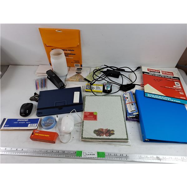 Apple Mouse & Remote, Stapler, The Easy Pickup Box, Address Labels, Misc