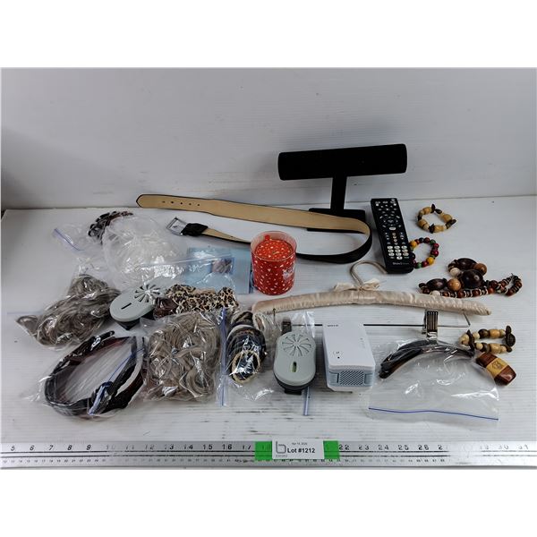 Faux Leather Belt, Hair Clips, Scented Candle, Bracelets, Necklaces, Watch Display Stand, Misc