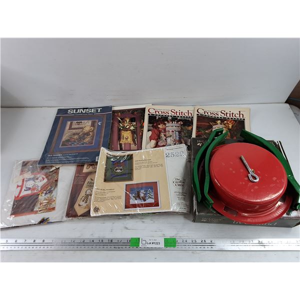 Cross Stitch Magazines, Tree Stand, Assorted Cross Stitch Kits