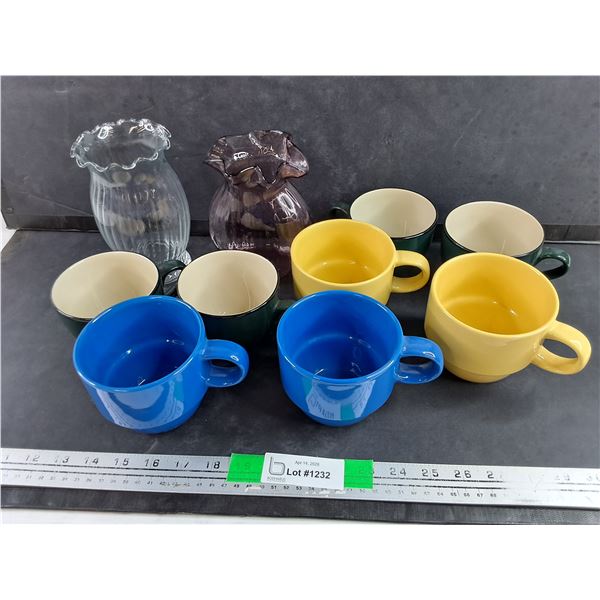 (2) Glass Vases & Ceramic Mugs - Pick Up Preferred