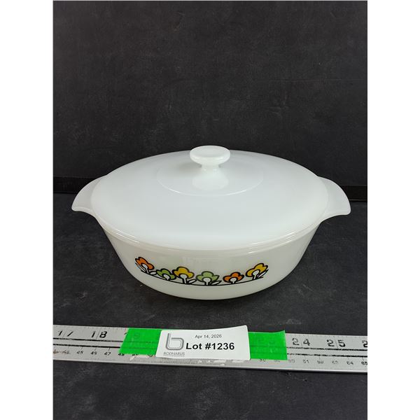 Fire King Milk Glass Casserole Dish w/Lid