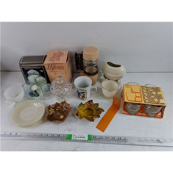 Lead Crystal Covered Candy Dish, Mirrored Glass Hummingbird Candle Holder, Nobhill Stackables, Misc