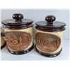 Image 2 : Vintage Ceramic Kitchen Canister Set w/ Relief Countryside Scenes - Pick Up Preferred