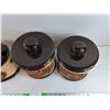 Image 4 : Vintage Ceramic Kitchen Canister Set w/ Relief Countryside Scenes - Pick Up Preferred
