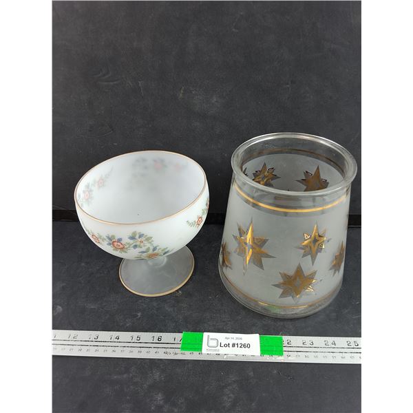 Frosted Glass Footed Candy Dish, Glass Cookie Jar