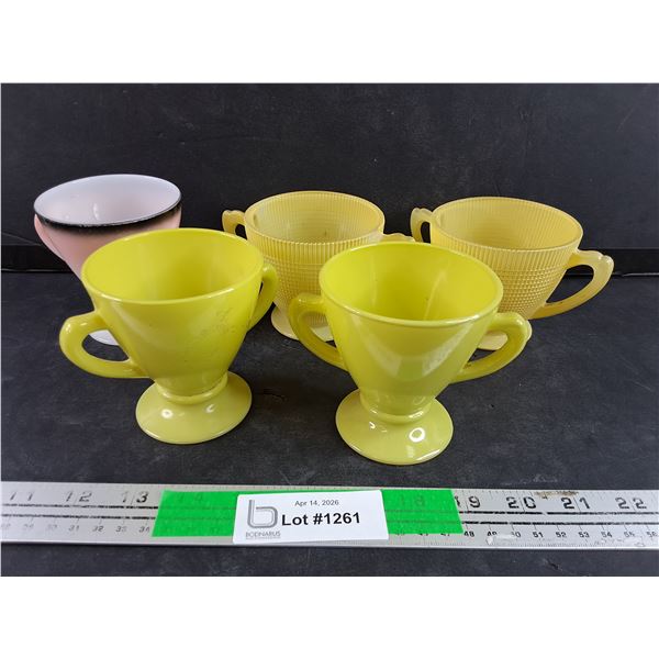 Yellow & Milk Glass Sugar Bowls