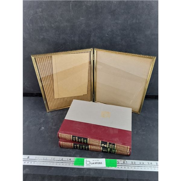 Folding Picture Frame 10" x 8", Funk & Wagnalls New Encyclopedia - Vol 1 & 2