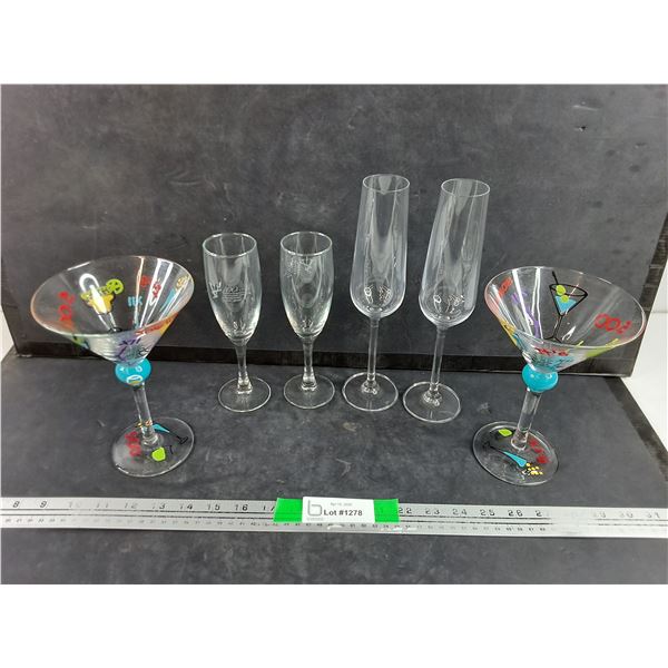 (2)  Martini Glasses & Glass Goblets - PICK UP