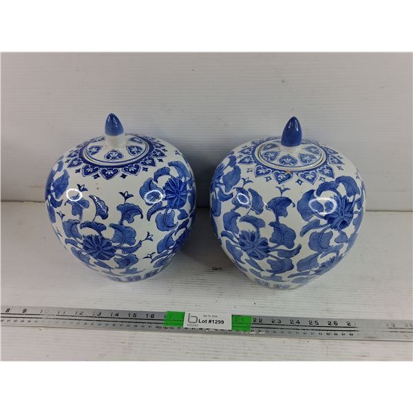 (2) Ceramic Ginger Jars - PICK UP