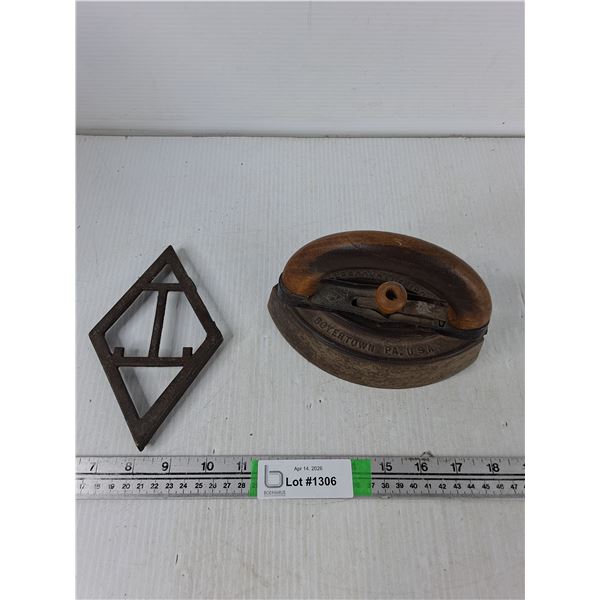 Antique Sad Iron & Trivet - Colebrookdale Iron Co