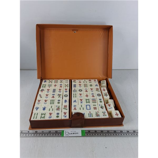 Mahjong Game Set in Brown Case - As Is