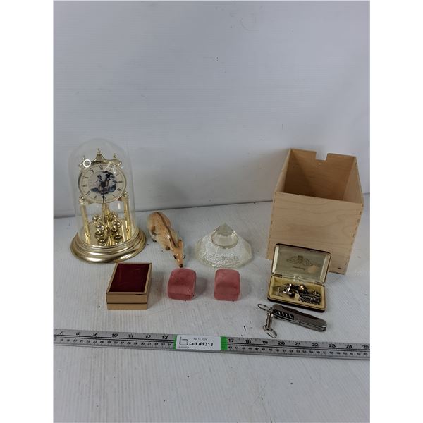 Vintage Clock, Ceramic Deer , Jewelry Box, Misc
