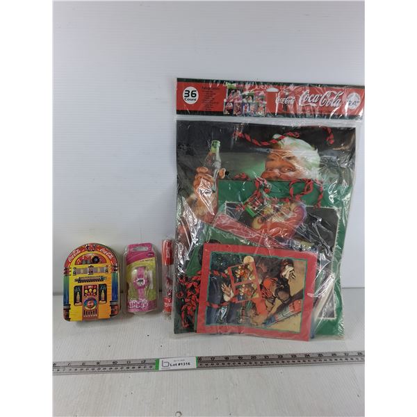 Coca-Cola Gift Bags & Earbuds - Sealed & Minnie LCD Watch, NIB
