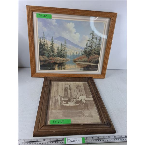 (2) Landscape Print & Adult Farm Print
