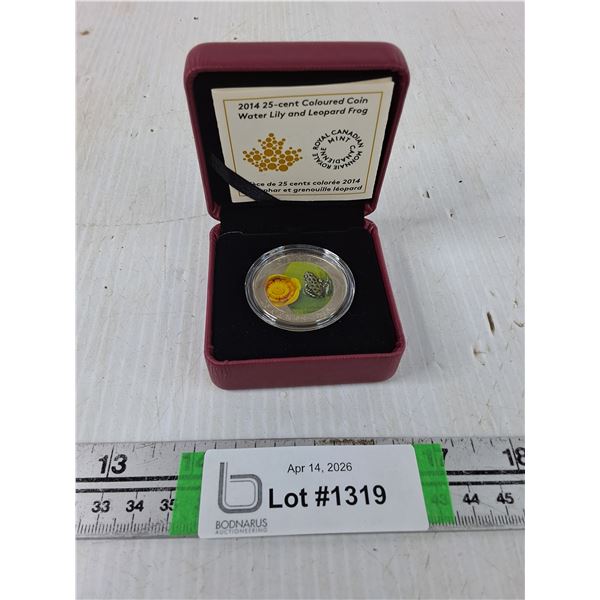Coloured Coin Water Lily and Leopard Frog - 2014 25 Cent