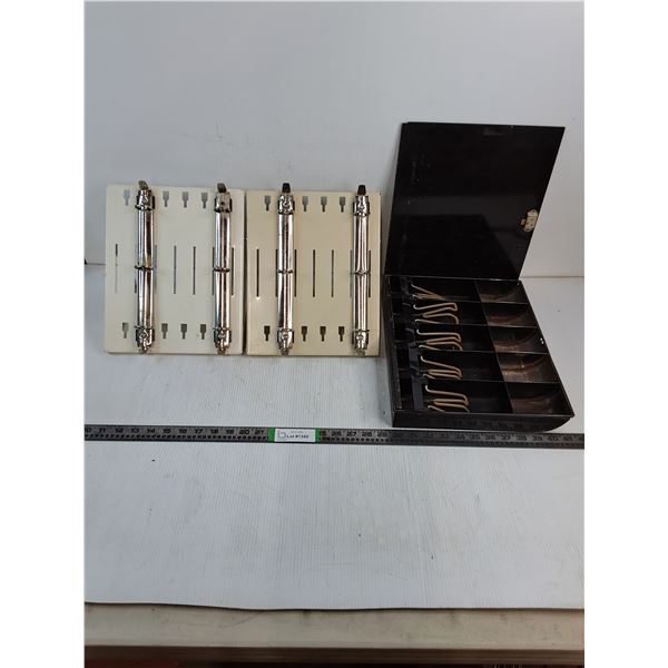 (2) Metal Ring Binder Mechanisms Document Holders and Cash Register Drawer